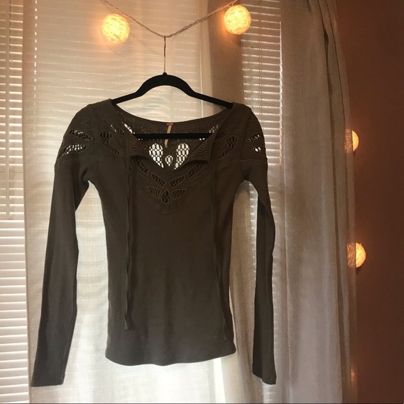Free People olive green long sleeve - Picture 4 of 9